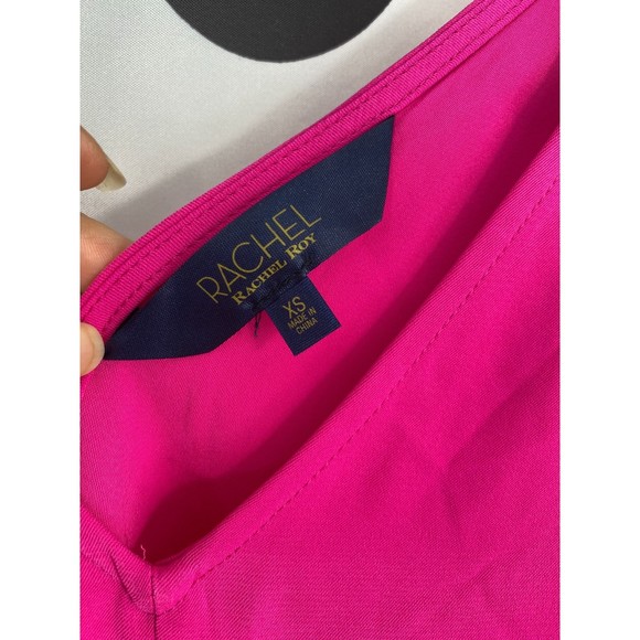 Rachel Roy NWT Rachel Kaylee Top Double V Neck Back Tie Long Sleeves Pink XS New - Picture 7 of 10